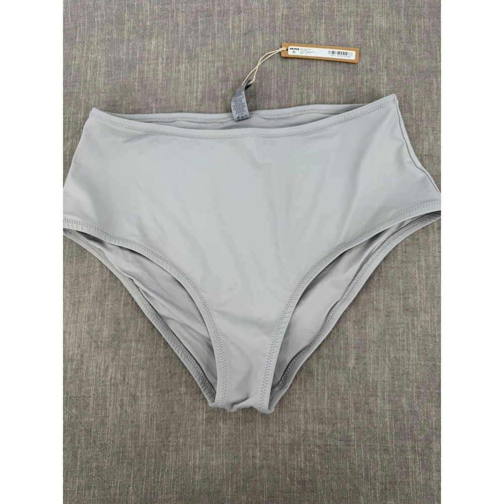SKIMS Recycled Swim Full Brief High Waisted Bikini Bottom Chrome Grey Size M NWT